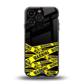 warning tape back phone cover | glass case for iphone 16 pro