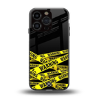 warning tape back phone cover | glass case for iphone 16 pro