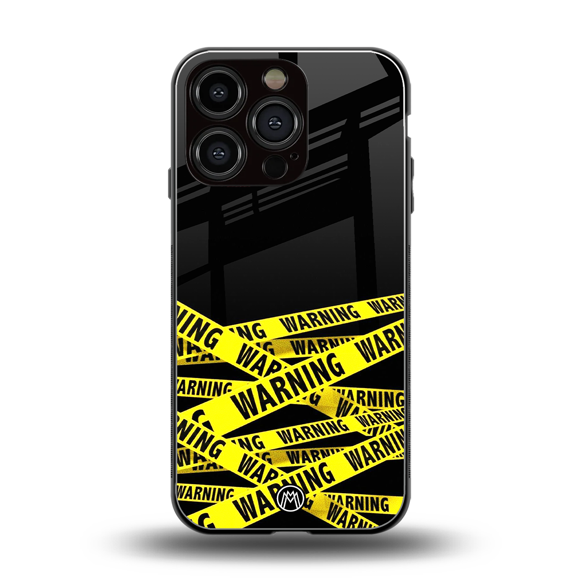 warning tape back phone cover | glass case for iphone 16 pro