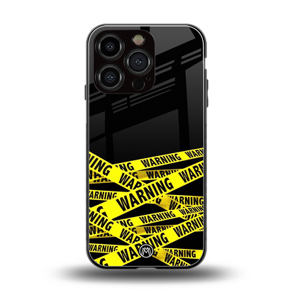 warning tape back phone cover | glass case for iphone 16 pro