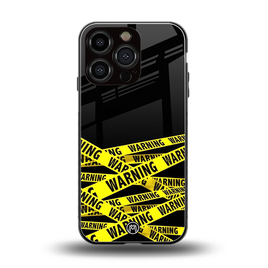 warning tape back phone cover | glass case for iphone 16 pro
