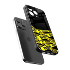 warning tape back phone cover | glass case for iphone 16 pro