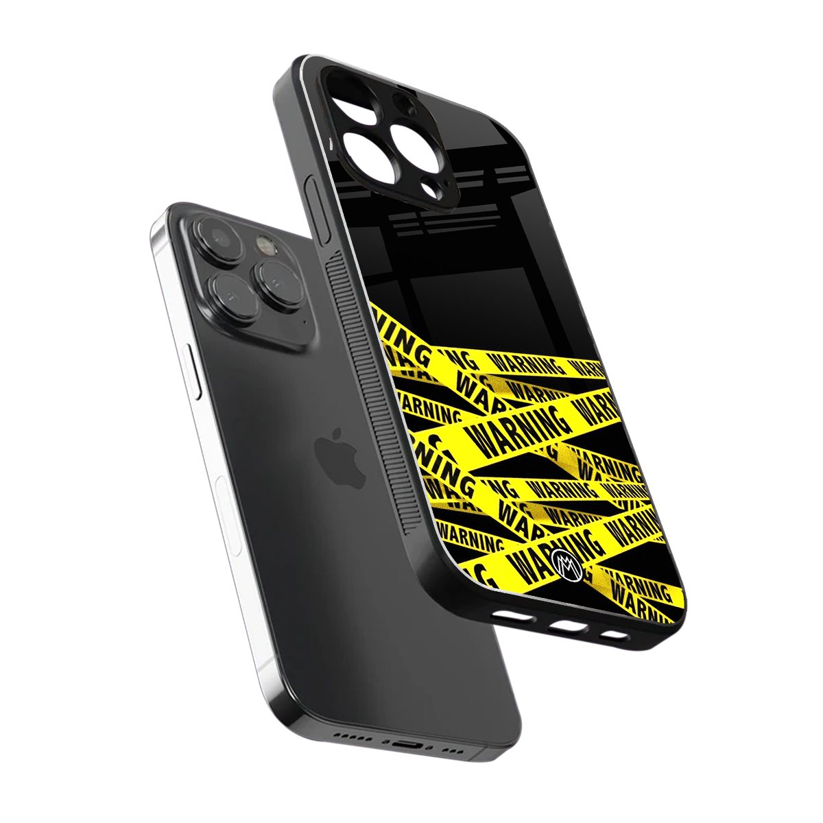 warning tape back phone cover | glass case for iphone 16 pro
