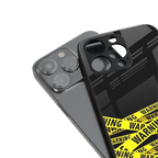 warning tape back phone cover | glass case for iphone 16 pro