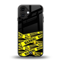 warning tape back phone cover | glass case for iphone 16