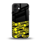 warning tape back phone cover | glass case for iphone 16