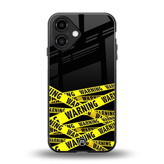 warning tape back phone cover | glass case for iphone 16