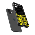 warning tape back phone cover | glass case for iphone 16