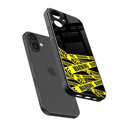 warning tape back phone cover | glass case for iphone 16