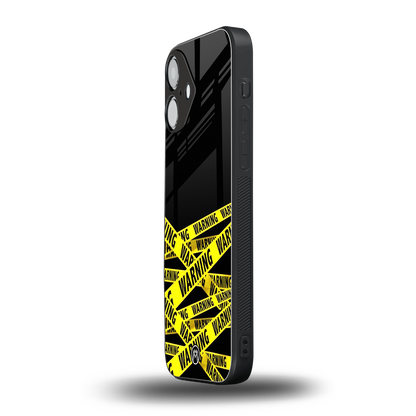warning tape back phone cover | glass case for iphone 16