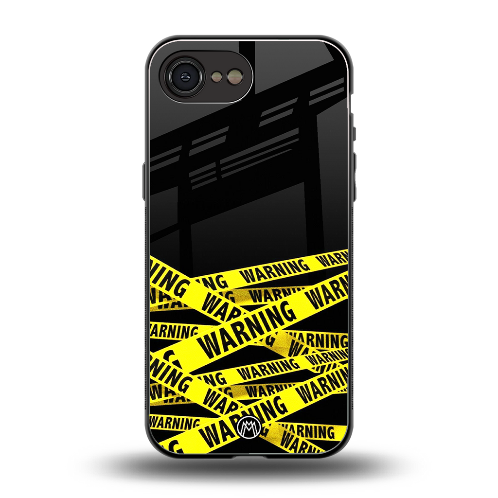 warning tape back phone cover | glass case for iphone 16e