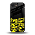 warning tape back phone cover | glass case for iphone 16e