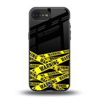 warning tape back phone cover | glass case for iphone 16e