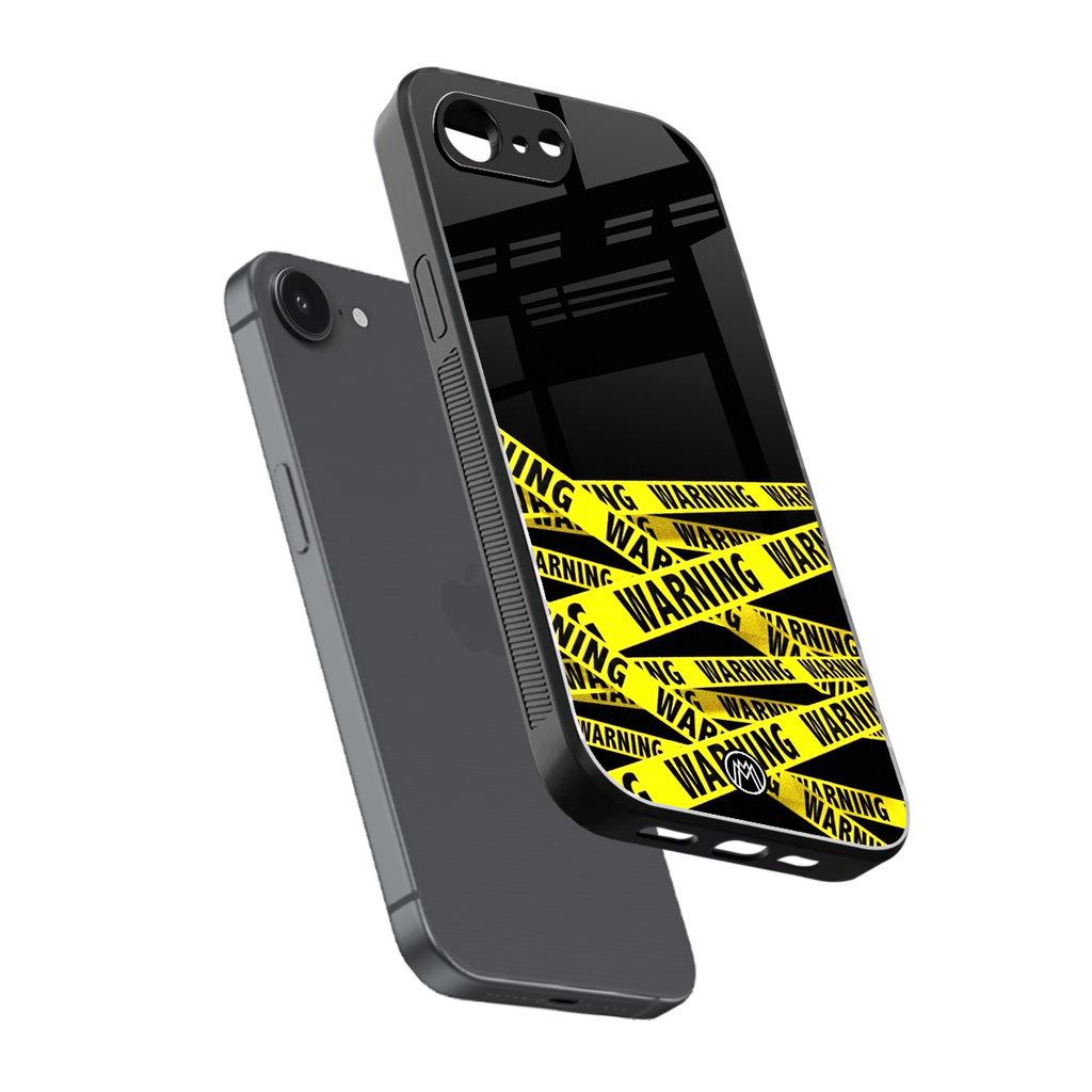 warning tape back phone cover | glass case for iphone 16e