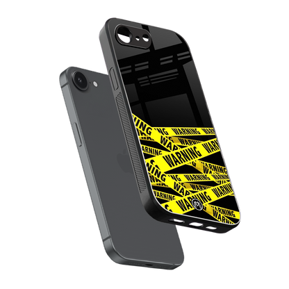 warning tape back phone cover | glass case for iphone 16e