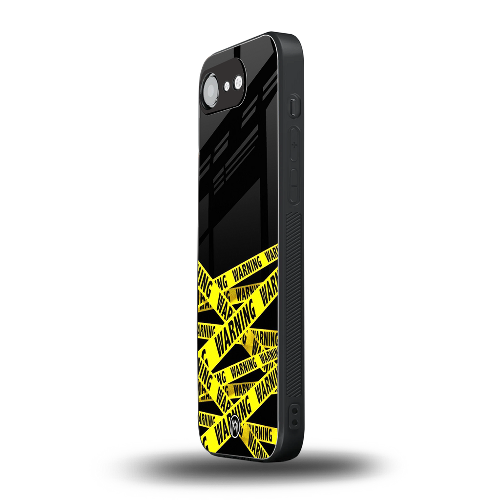 warning tape back phone cover | glass case for iphone 16e