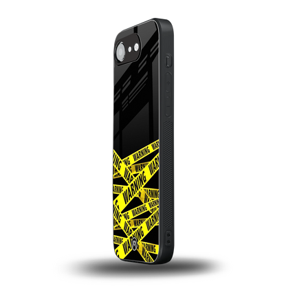 warning tape back phone cover | glass case for iphone 16e
