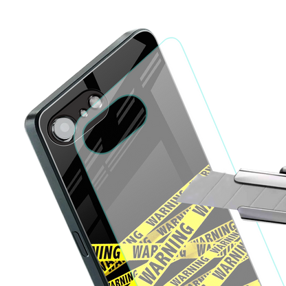 warning tape back phone cover | glass case for iphone 16e