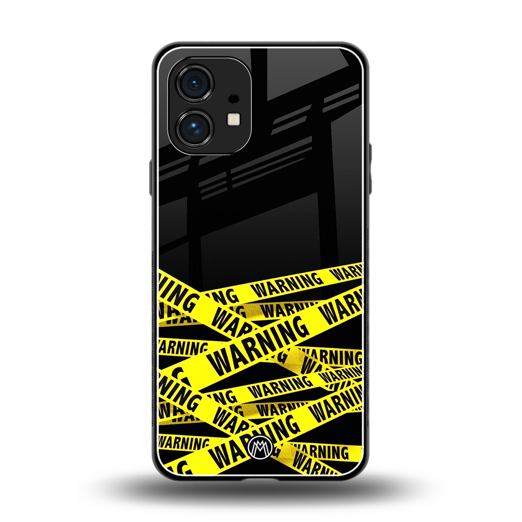warning tape back phone cover | glass case for nothing phone 1