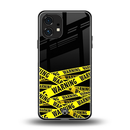 warning tape back phone cover | glass case for nothing phone 1