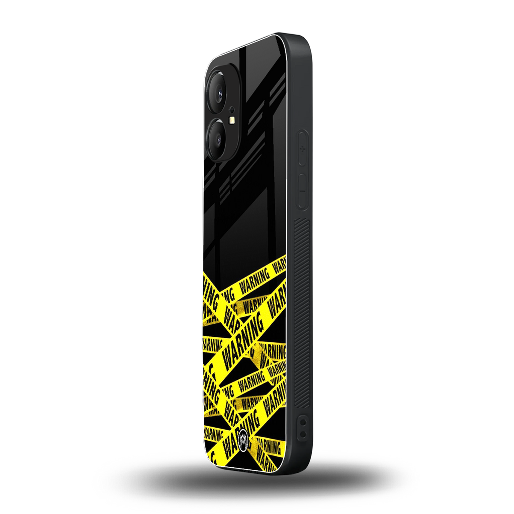 warning tape back phone cover | glass case for nothing phone 1