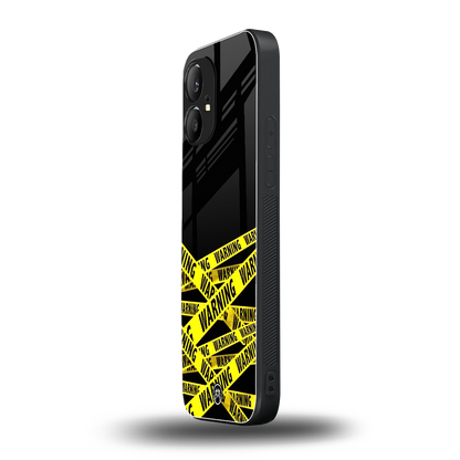 warning tape back phone cover | glass case for nothing phone 1