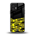 warning tape back phone cover | glass case for nothing phone 2