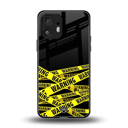 warning tape back phone cover | glass case for nothing phone 2