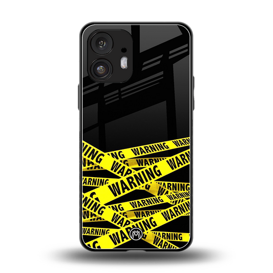 warning tape back phone cover | glass case for nothing phone 2