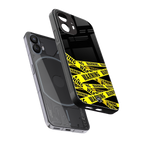warning tape back phone cover | glass case for nothing phone 2