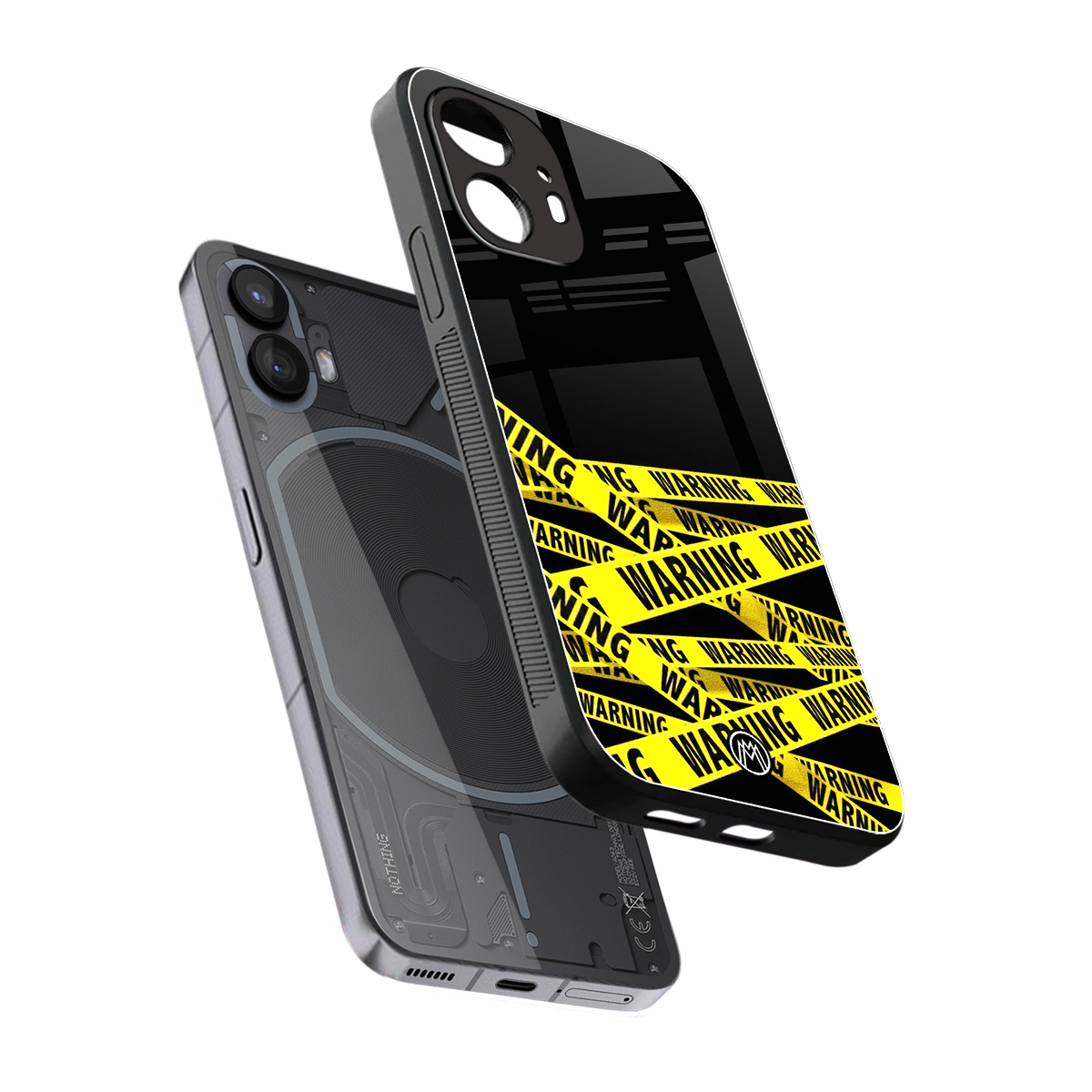 warning tape back phone cover | glass case for nothing phone 2