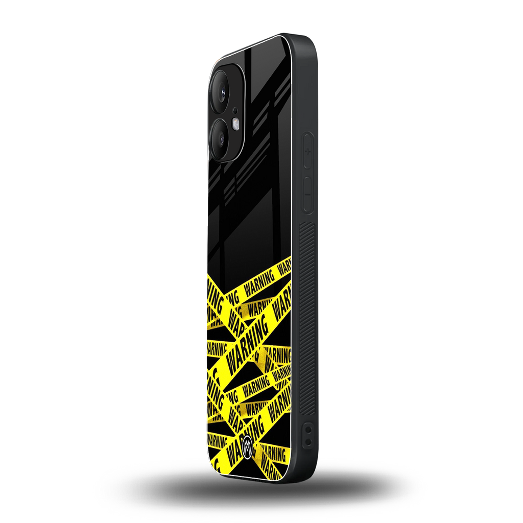 warning tape back phone cover | glass case for nothing phone 2