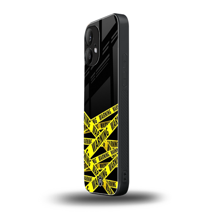 warning tape back phone cover | glass case for nothing phone 2
