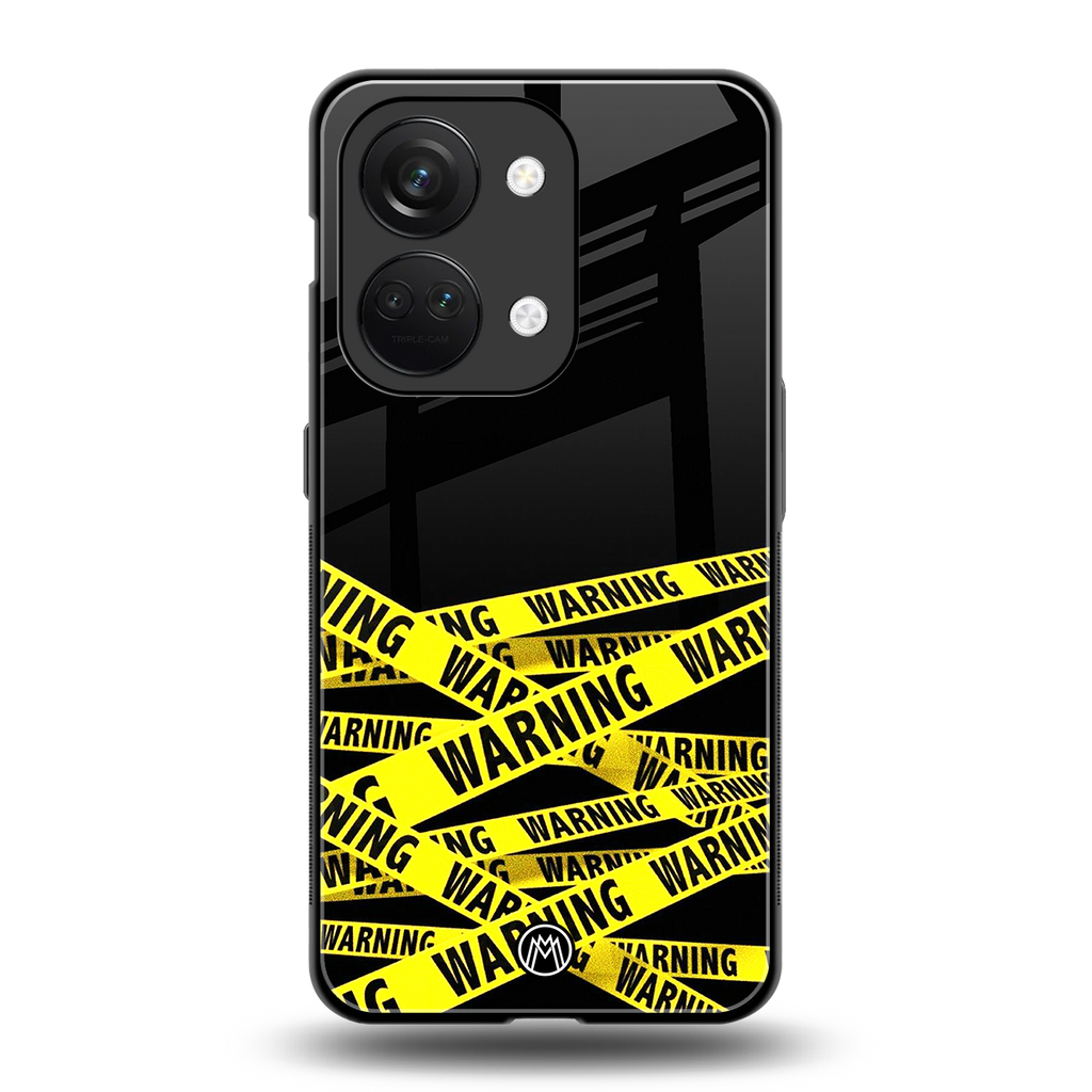 warning tape back phone cover | glass case for oneplus nord 3
