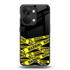 warning tape back phone cover | glass case for oneplus nord 3