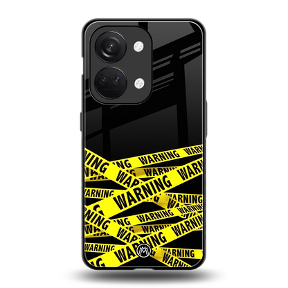 warning tape back phone cover | glass case for oneplus nord 3