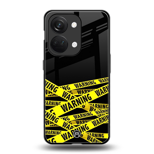 warning tape back phone cover | glass case for oneplus nord 3