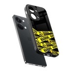warning tape back phone cover | glass case for oneplus nord 3