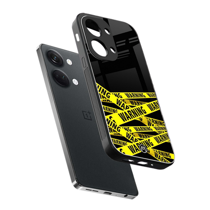 warning tape back phone cover | glass case for oneplus nord 3