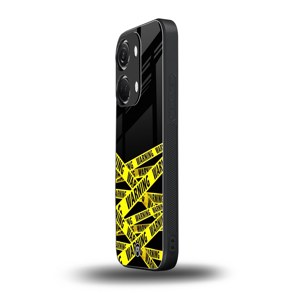 warning tape back phone cover | glass case for oneplus nord 3