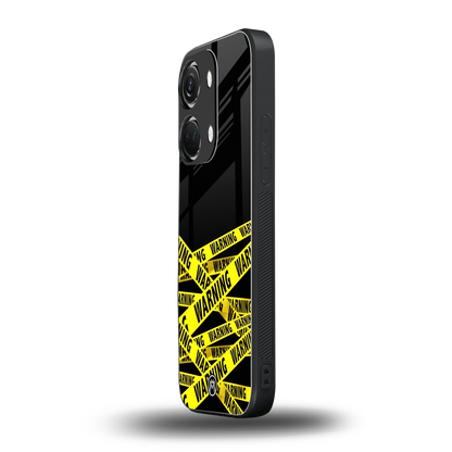 warning tape back phone cover | glass case for oneplus nord 3