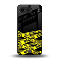 warning tape back phone cover | glass case for oneplus nord 4