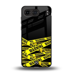 warning tape back phone cover | glass case for oneplus nord 4