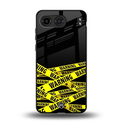 warning tape back phone cover | glass case for oneplus nord 4