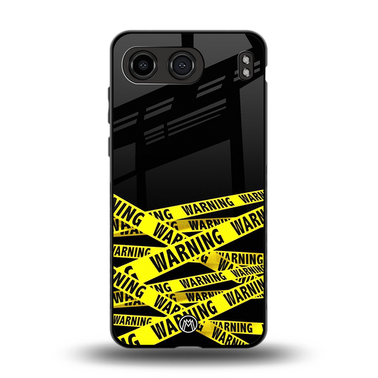 warning tape back phone cover | glass case for oneplus nord 4