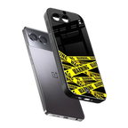 warning tape back phone cover | glass case for oneplus nord 4