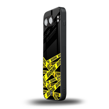 warning tape back phone cover | glass case for oneplus nord 4