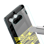 warning tape back phone cover | glass case for oneplus nord 4