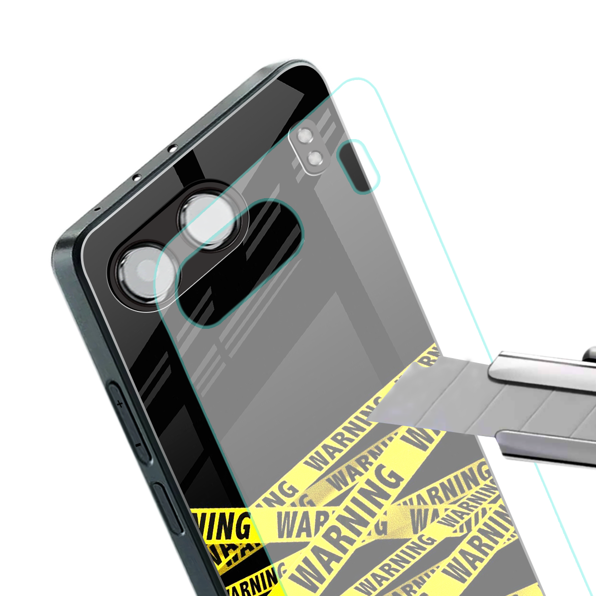 warning tape back phone cover | glass case for oneplus nord 4
