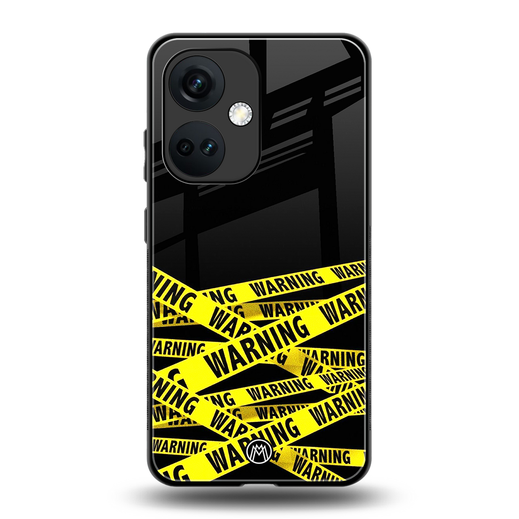 warning tape back phone cover | glass case for oneplus nord ce 3